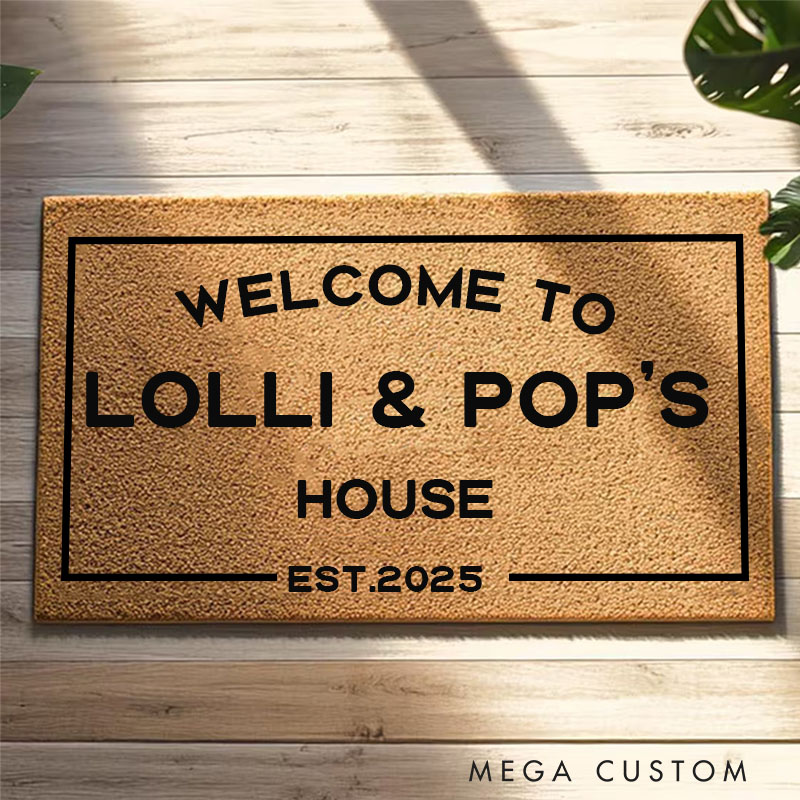 Personalized Welcome to Our House Doormat Housewarming Gift Durable Coir Mat for New Home Indoor Outdoor Door Mat Family Home Decor Rug Est 2025