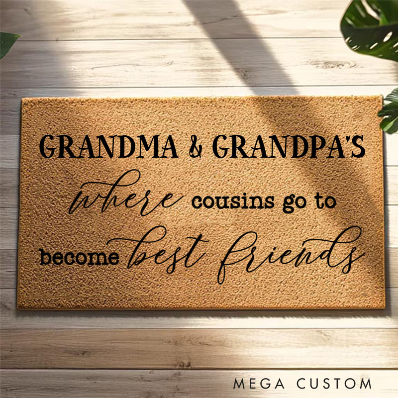 Personalized Where Cousins Become Best Friends Doormat Housewarming Gift Durable Welcome Mat for New Home Indoor Outdoor Door Mat Family Home Decor Rug