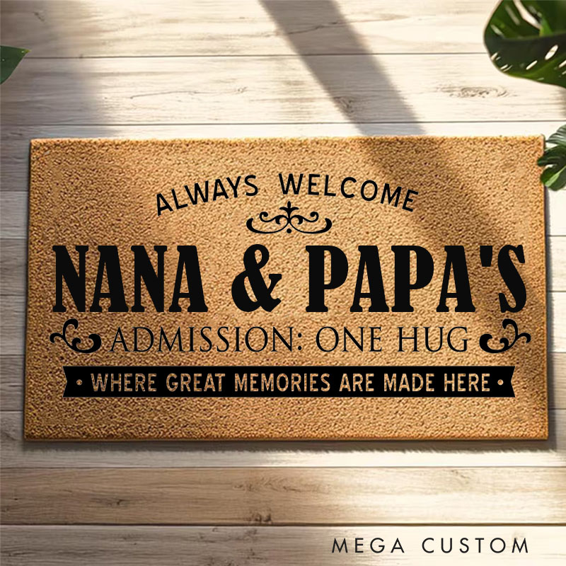 Personalized Always Welcome Doormat Housewarming Gift Admission One Hug Durable Coir Mat for New Home Indoor Outdoor Door Mat Family Home Decor Rug