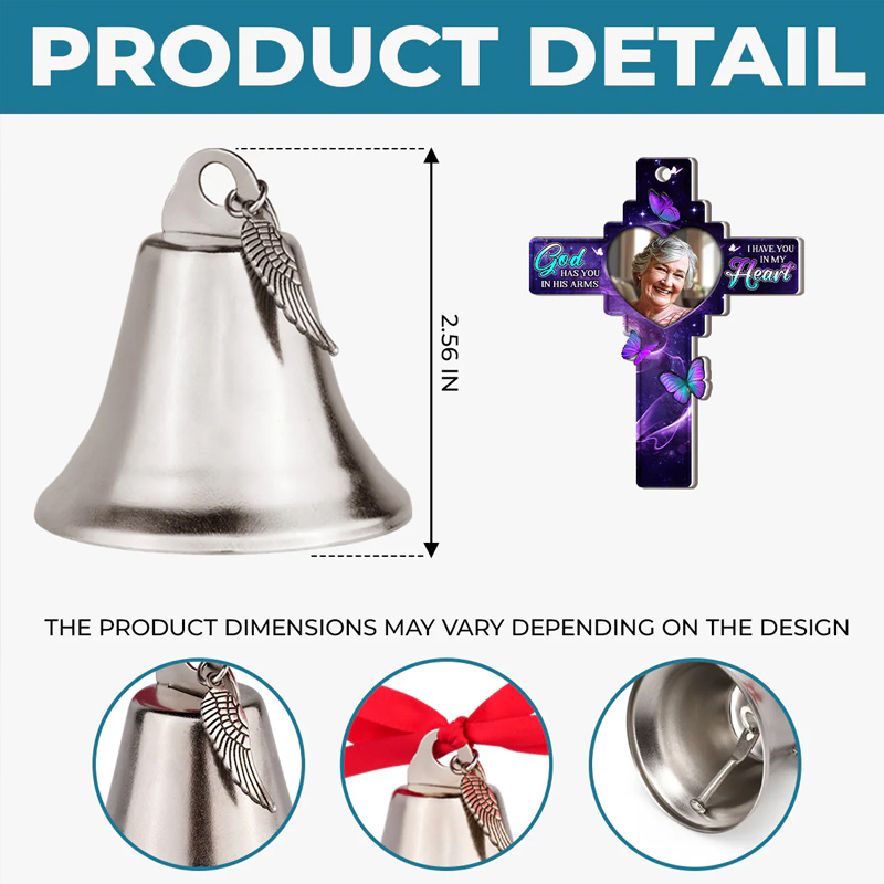 Personalized Photo Bell Ornament With Charms Memorial Sympathy Gifts for Loss of One We Hold You In Love 