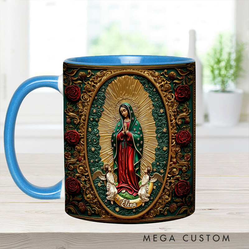 Personalized Our Lady of Guadalupe Ceramic Mug with Name Religious Inspirational Gift Catholic Gift for Women