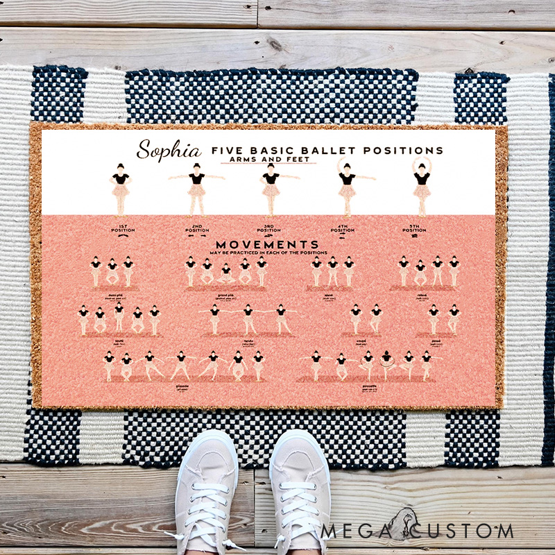 Personalized Ballet Positions & Movements Doormat Ballerina Family Door Mat Welcome Mat for Dance Lovers Housewarming Gifts
