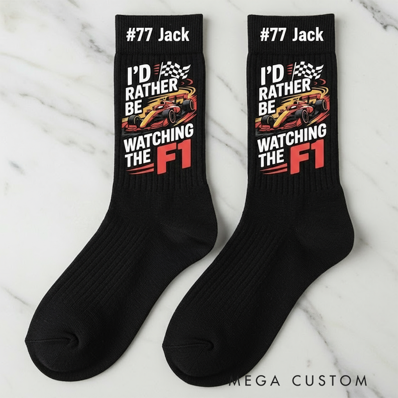Personalized Watching Racing Socks with Name and Number Custom Gift for Racers and Racing Lovers