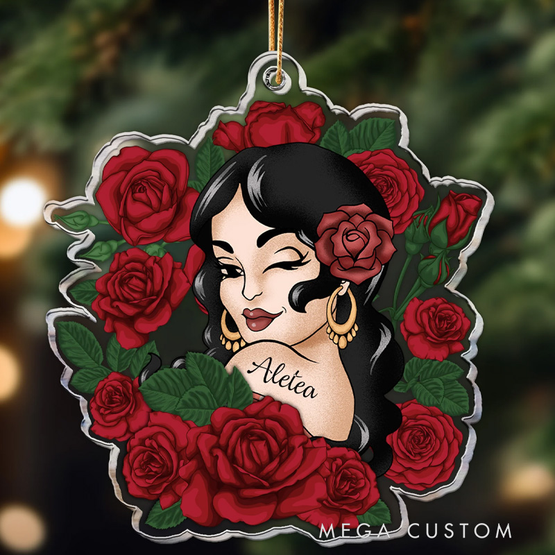 Personalized Vintage Latin Girl Fitness Christmas Ornament Gift for Gym Lovers