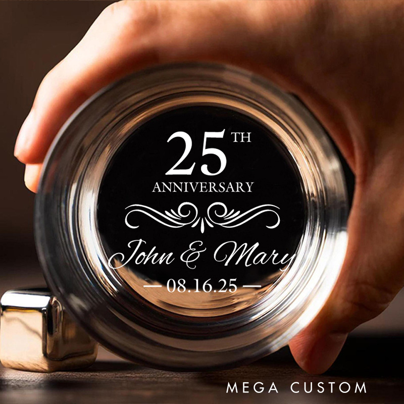 Personalized Anniversary Whiskey Glass 30th 40th 50th Anniversary Commemorative Gift Whiskey Glass Anniversary Gift for Whiskey Lover