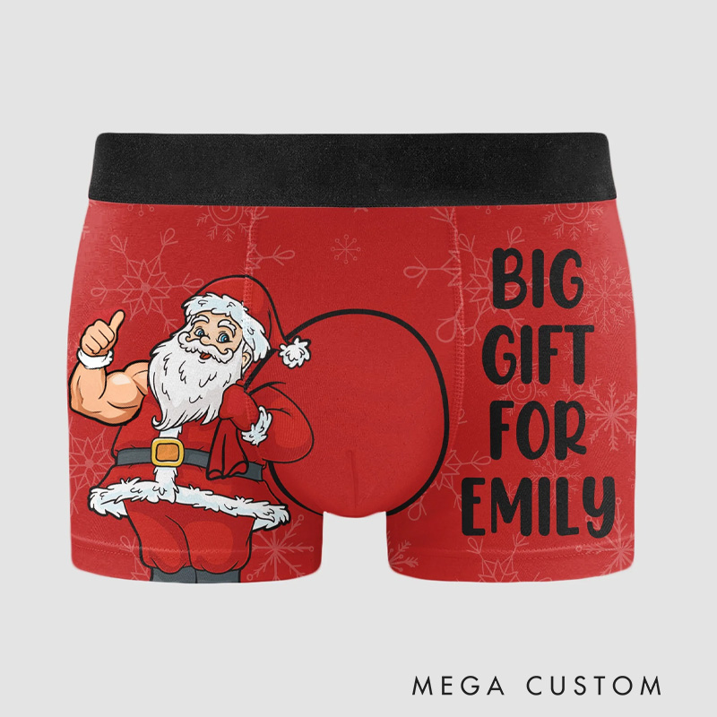 Personalized Mens Boxer Briefs Fitness Muscle Santa Christmas Funny Husband Boyfriend Gym Lovers