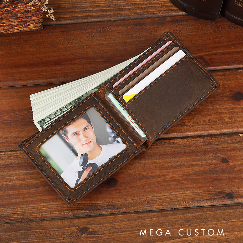 Personalized Engraved Leather Wallet with Go Kart Design Gift for Racer and Racing Lovers