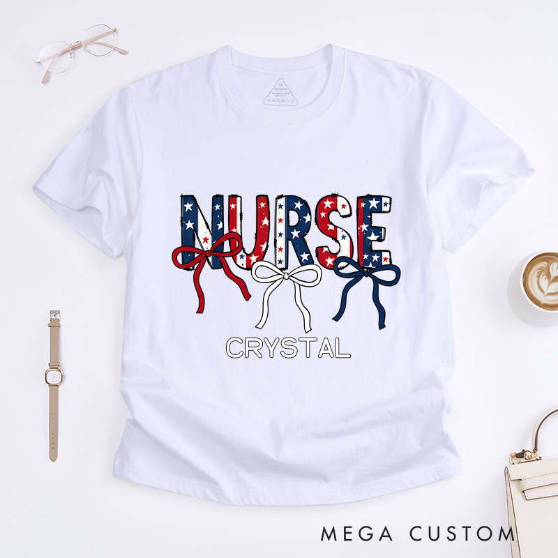 Personalized Nurse T-Shirts Stars and Stripes Nurse Pride Fashion Design T-Shirts