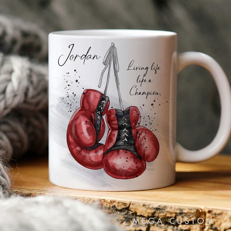 Personalized Boxing Gloves Mug Custom Sports Gift for Fitness Gym Lovers