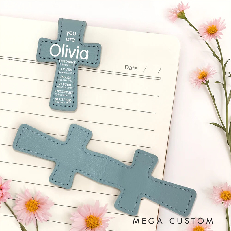 Personalized you are Bible Verse PU Leather Magnetic Bookmark Clip with Name Reader Gift Back to School Gift for Christians Bookworms