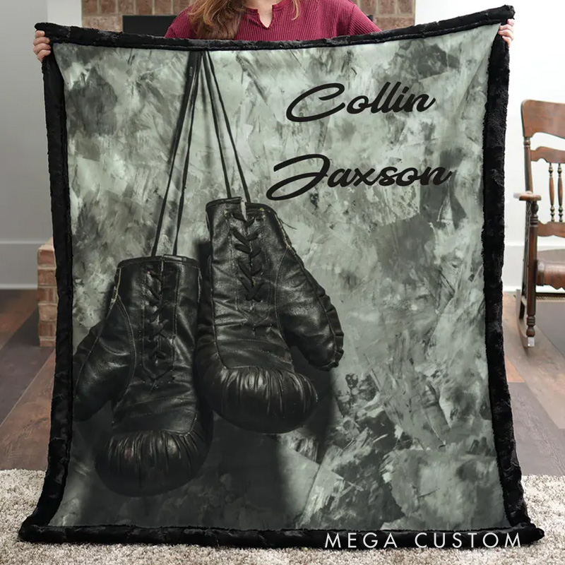 Personalized Boxing Gloves Throw Blanket Personalized Boxing Gloves Boxing Coach Gift Boxing Gift Man Cave Decor Boxing Gear Man Gift Ideas