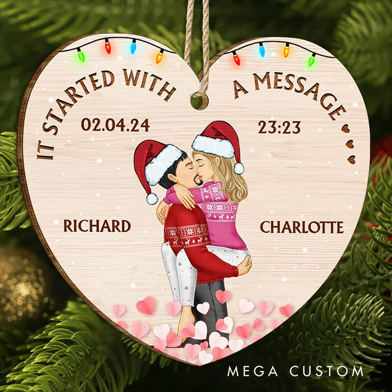 Personalized Wooden Heart Couple Christmas Ornament Decoration The Year I Found My Missing Piece Custom Gift for Couple