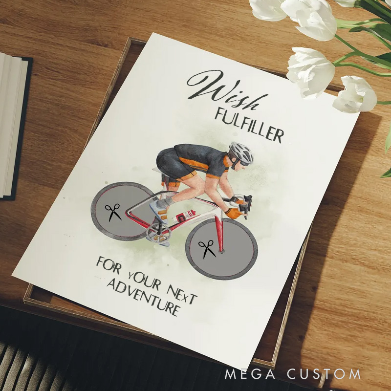 Personalized Bicycle Wish Granter Cash Gift for Cyclists Gift for Cyclists  for Birthdays of Men for Riding Cycling Lovers