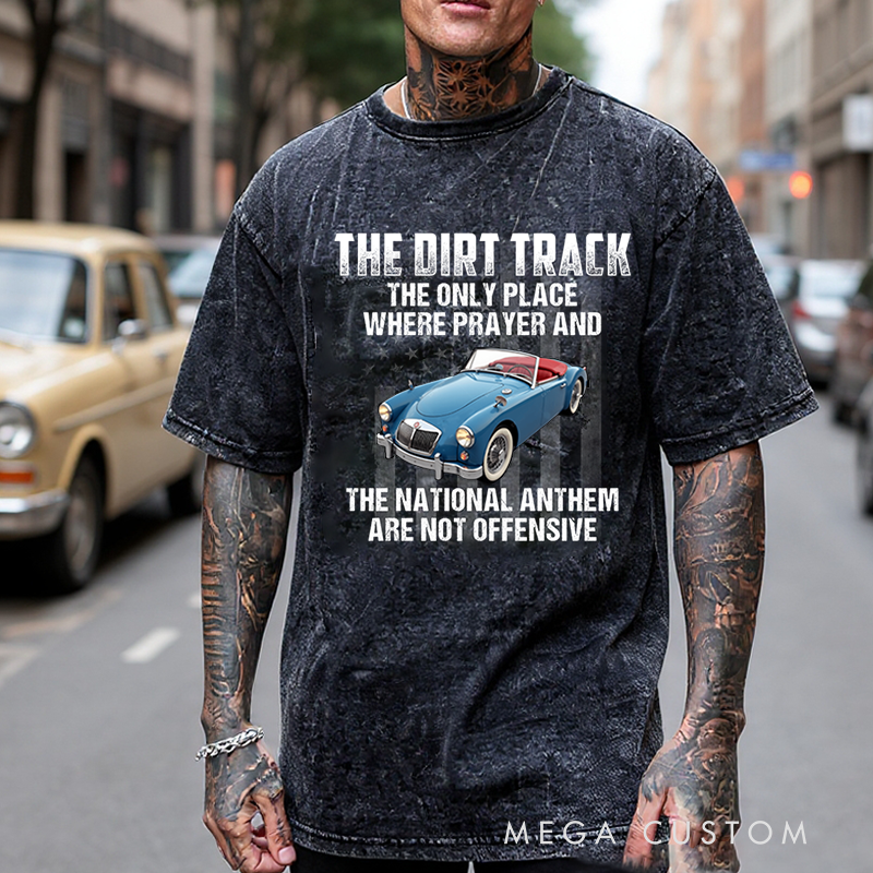 Personalized Washed Racing T-Shirt Custom Car Graphic Vintage Style Gift for Car Lovers and Racers