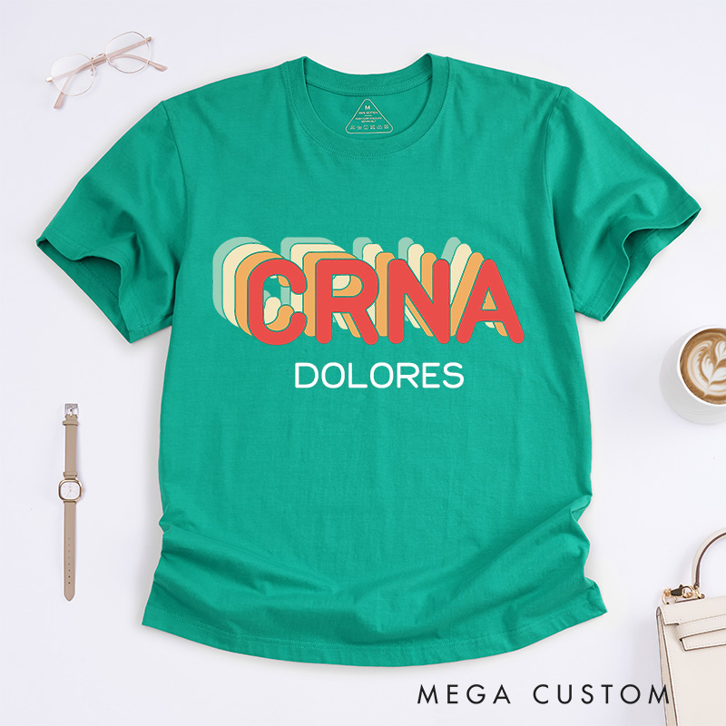 Personalized Nurse T-Shirts CRNA Bold & Retro Fashion Design T-Shirts