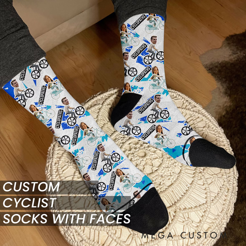 Personalized Cycling Socks with Faces Unique for Bicycle Lovers