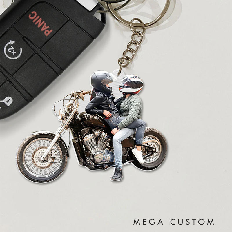 Personalized Acrylic Keychain Custom Motorcycle Photo Keychain Gift for Motorcyclist and Motocross Lovers