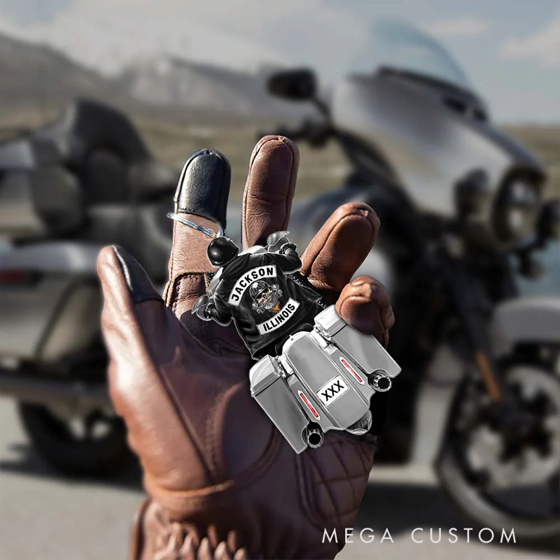 Personalized Acrylic Keychain Custom Biker Motorcycle Racing Keychain Gift for Motorcyclist and Motocross Lovers