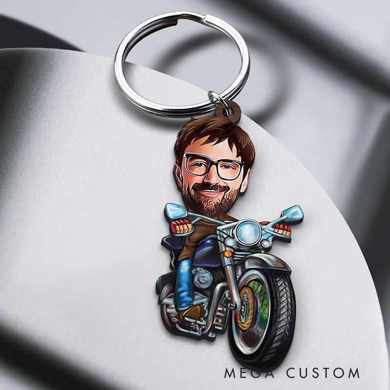 Personalized Acrylic Keychain Custom Motorcyclist Caricature Keychain Gift for Motorcyclist and Motocross Lovers