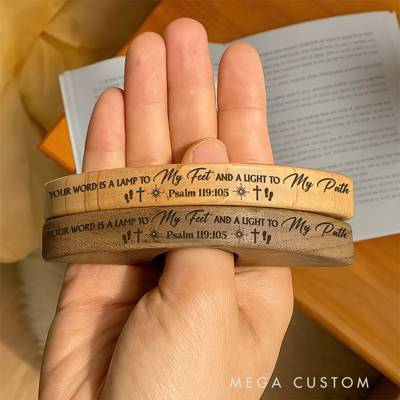 Personalized Your Word is a Lamp to My Feet and a Light to My Path Birth Flower Book Page Holder with Name Read Accessory Birthday Gift for Her Religious Gift for Book Lover