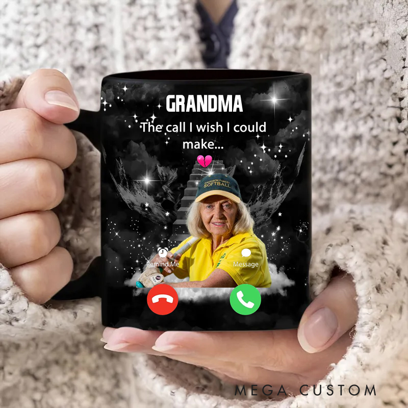 Personalized Sport Memorial Mug with "The Call I Wish I Could Make" and Custom Photo Design