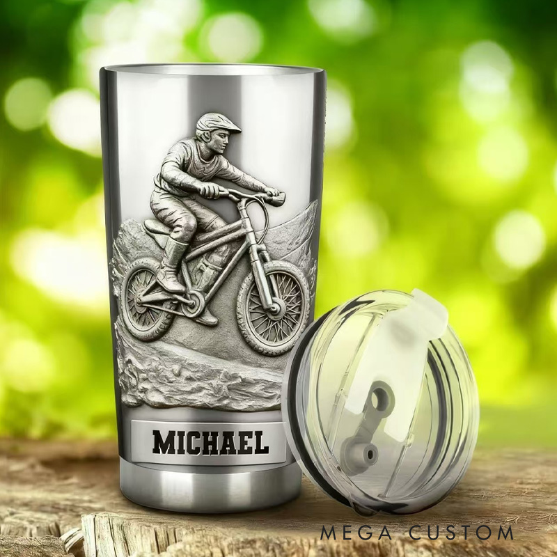 Personalized Cycling Metalic Dirt Bike Dirt Bike Tumbler Gift for Cyclists Bikers Lover Gifts Bicyclist Gift Mug