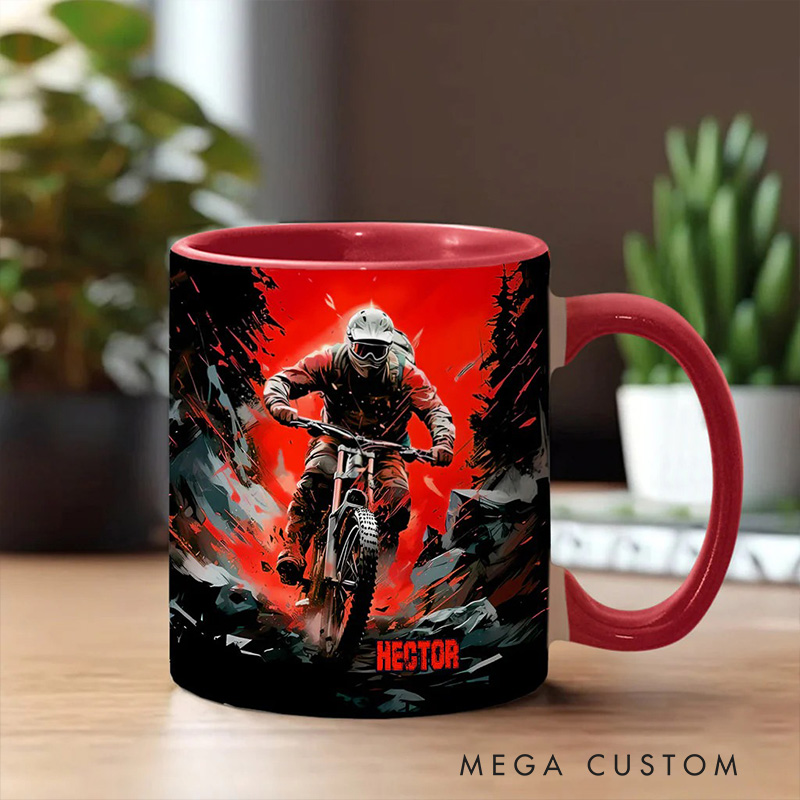 Personalized Cool Dirt Bike Motocross Dirt Bike Accent Mug for Cycling Lovers