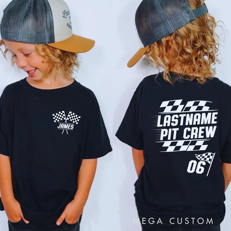 Personalized Pit Crew Shirt Matching Family Racing Birthday Shirt Motocross Shirt Pit Crew Checkered Flag Shirt Race Team Shirt