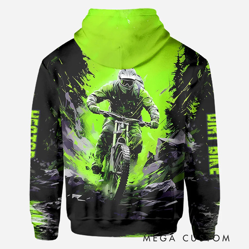 Personalized Dirt Bike All Over Shirt Hoodie Pullover Hoodie Custom Cycling Lover Hoodie Riding Sweatshirt Perfect Gift for Bikers and Outdoor Adventures
