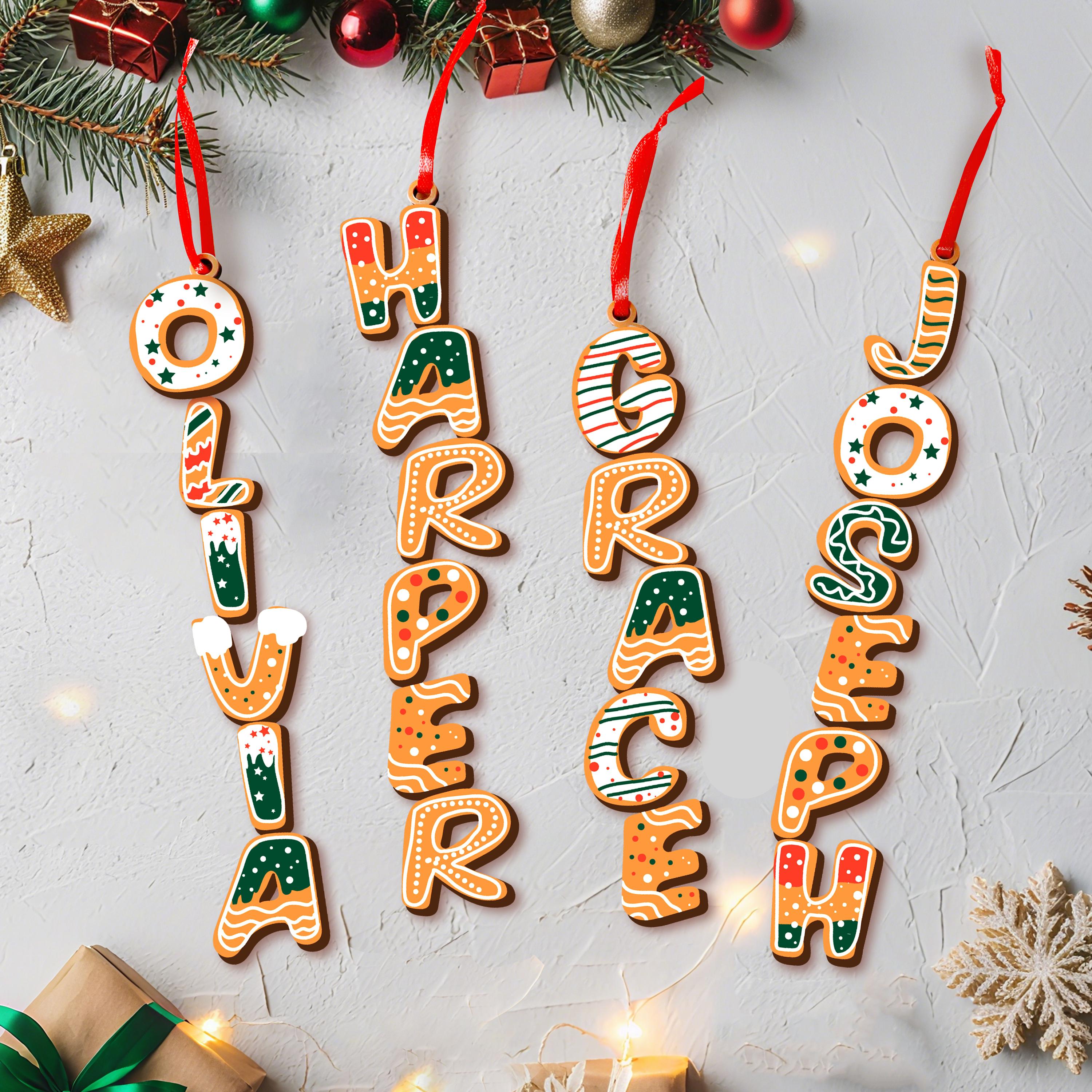 Personalized Gingerbread Alphabet Ornament for Family 2025 Custom Gingerbread Alphabet Ornament Kids Name Ornament Christmas Tag for Stockings Kids Christmas Gifts Christmas Ornaments for Family