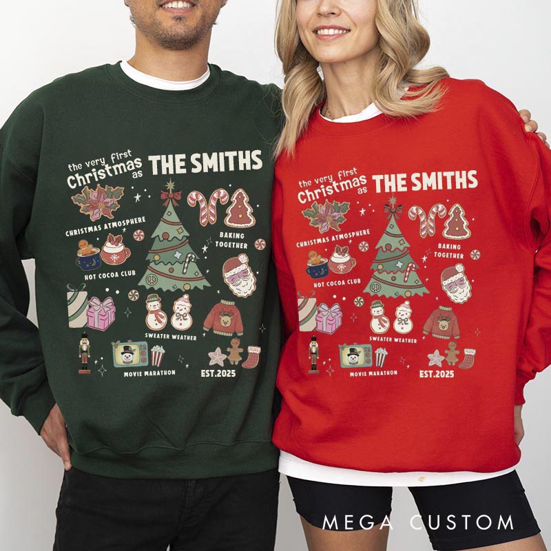 Personalized The Very First Christmas As Crewneck for Newlywed Couple First Christmas Sweatshirt Holiday Outfit