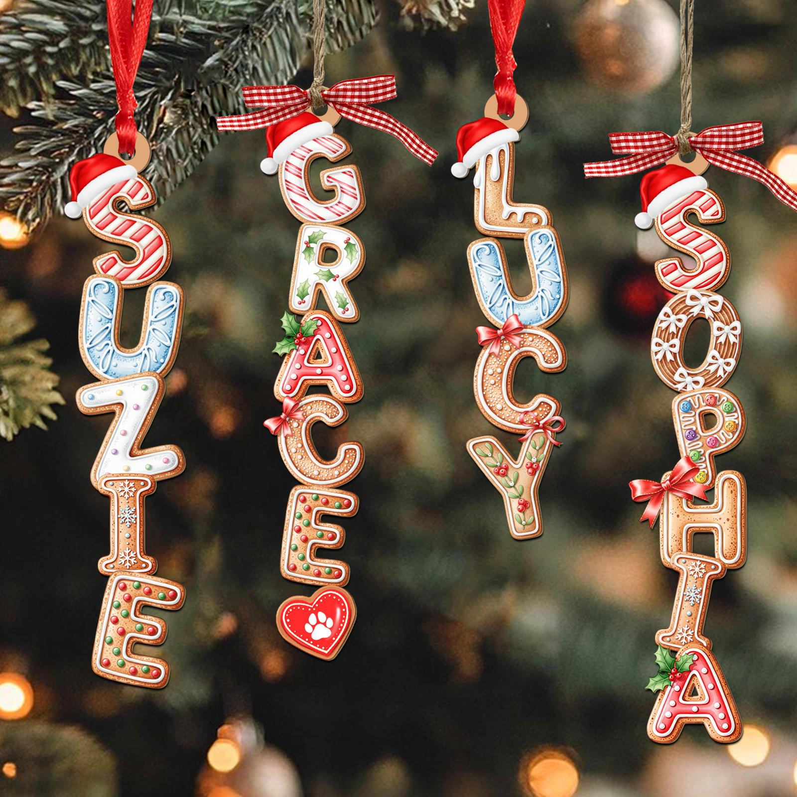 Personalized Gingerbread Alphabet Ornament for Kids Custom Gingerbread Alphabet Ornament 2025 Kids Name Ornament Christmas Tag for Stockings Kids Christmas Gifts Christmas Ornaments for Family