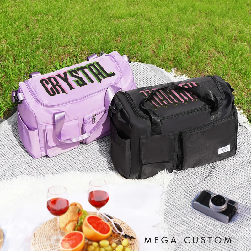 Personalized Duffle Bag Name Gym Bag with Shoulder Strap Multiple Compartments Birthday Christmas Gift for Fitness Lovers