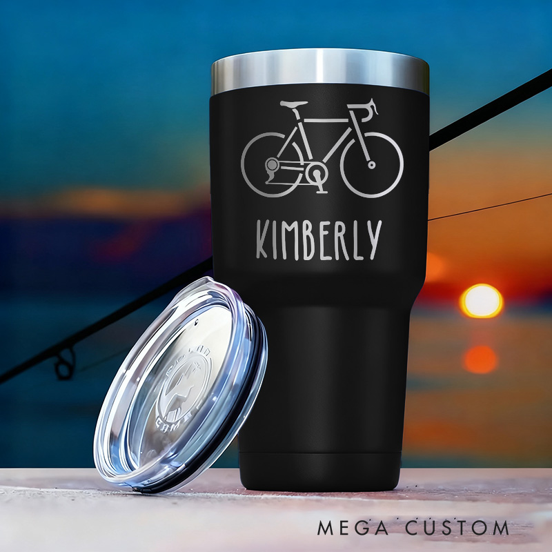 Personalized Engraved Bicycle Tumbler by Lifetime Creations Gift for Cycling Cyclist Biking Insulated Coffee Travel Mug Bike Stainless Steel Cup
