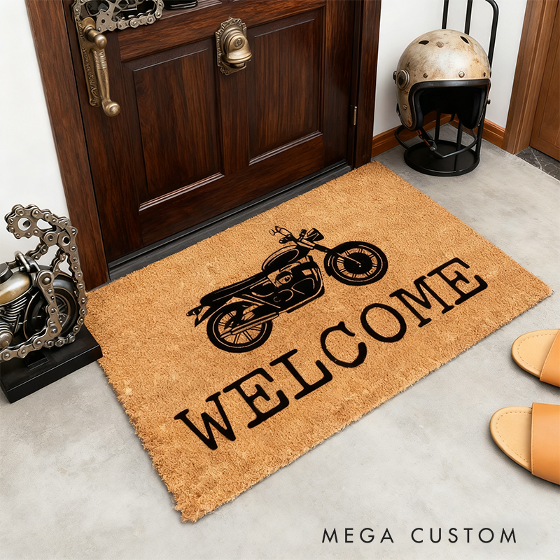 Personalized Motorcycle Welcome Doormat Custom Bike Design Doormat for Motorcyclist and Motorsport Lovers