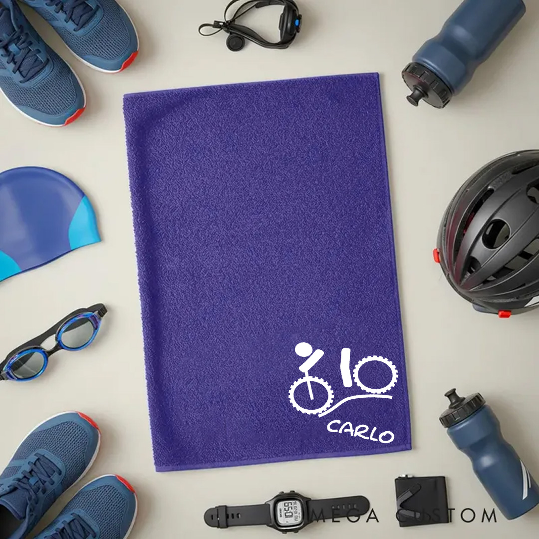 Personalized Embroidered Bicycle Towel Name with Sports Towel Gift for Triathletes Cyclist