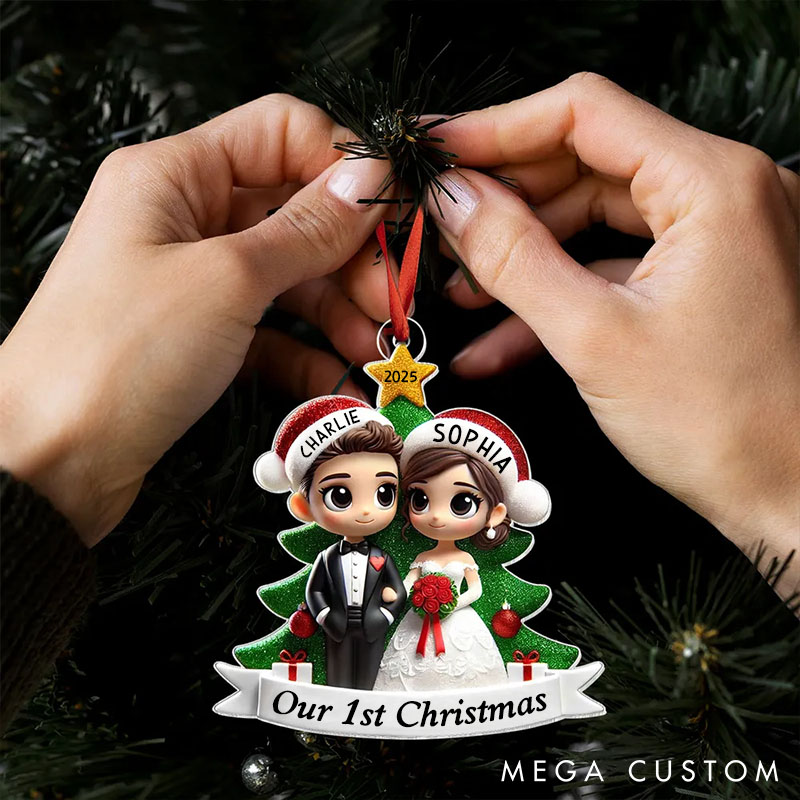 Personalized Our First Christmas Married Wedding Couple 2D Flat Acrylic Ornament MR. & MRS. Christmas Gift Ornament