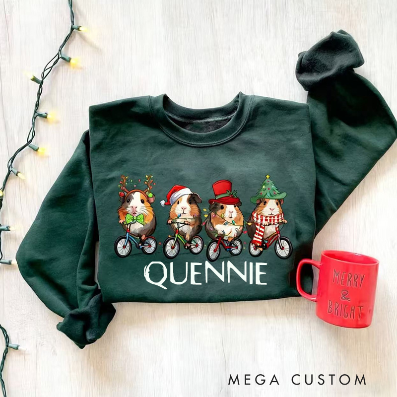 Personalized Bicycle Classic Christmas Jumper Merry Pigmas Sweatshirt Christmas Guinea Pig Sweater Christmas Farm Animal Shirt Christmas Sweatshirt Funny Guinea Pig Cycling Lovers Shirt