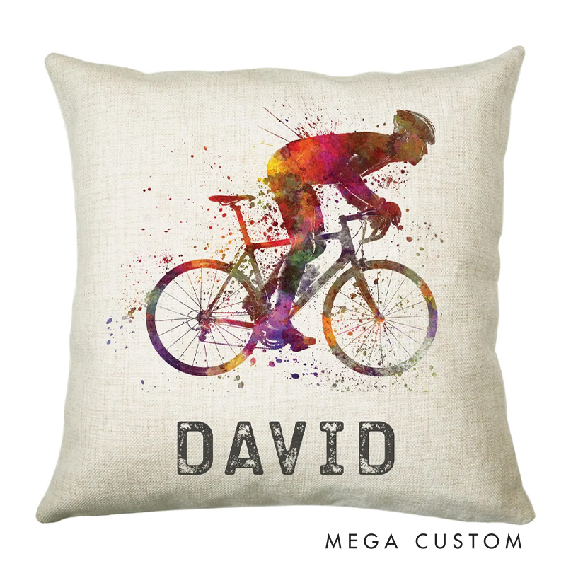 Personalized Cycling Cushion Gift Boys Girls Bedroom Printed Name Design Birthday Pillow Gift Sport Competition Decor