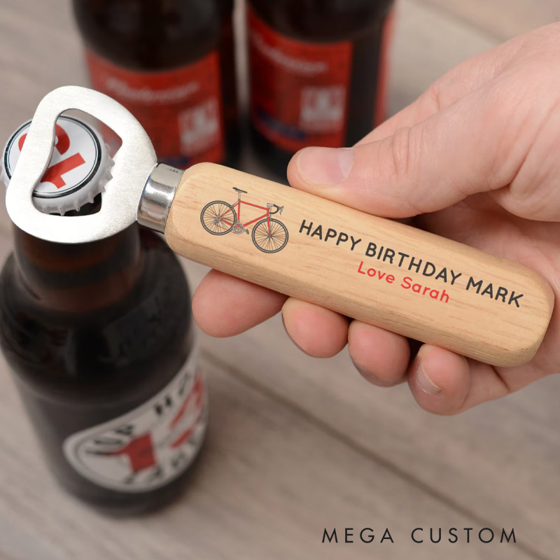 Personalized Drink Beer Ride Bikes Bottle Opener Engraved Bottle Openers Gift for Cycling Boy Dad Bike Riding Lover