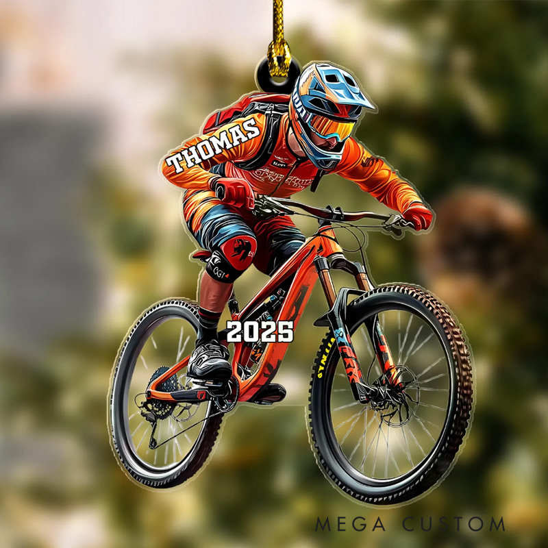 Personalized Mountain Biking Ornament Christmas Ornament for Biker Cyclist Gift Cycling Ornament Mountain Biking Lovers