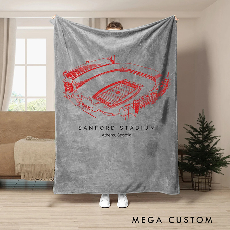 Personalized Sanford Stadium Football Blanket with Celebrate Your Favorite Venue in Style