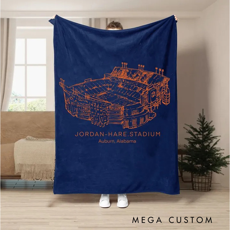 Personalized Jordan-Hare Stadium Football Blanket with Celebrate Your Favorite Venue in Style