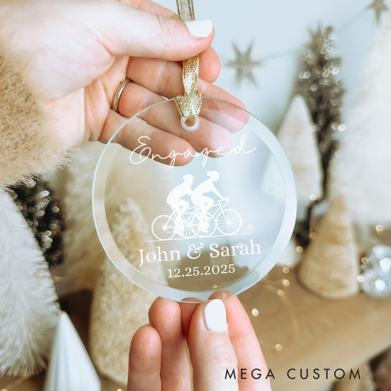 Personalized Biker Glass Ornament Cycling Couple Gift Christmas Ornament Unique Gift for Bikers