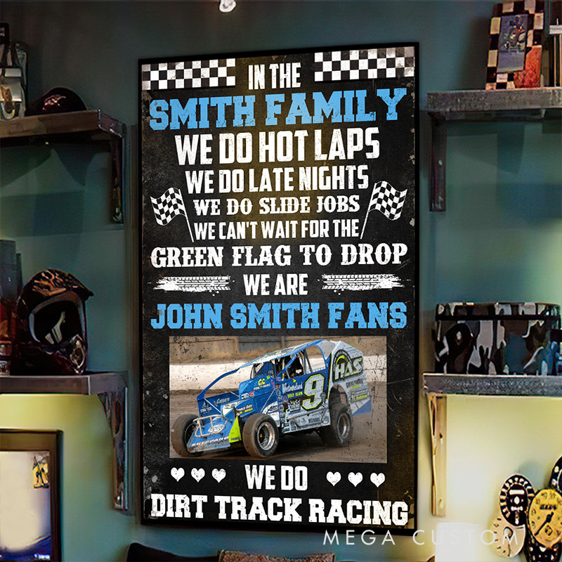 Personalized Dirt Track Racing Poster Custom Photo and Text Gift for Racers and Racing Lovers