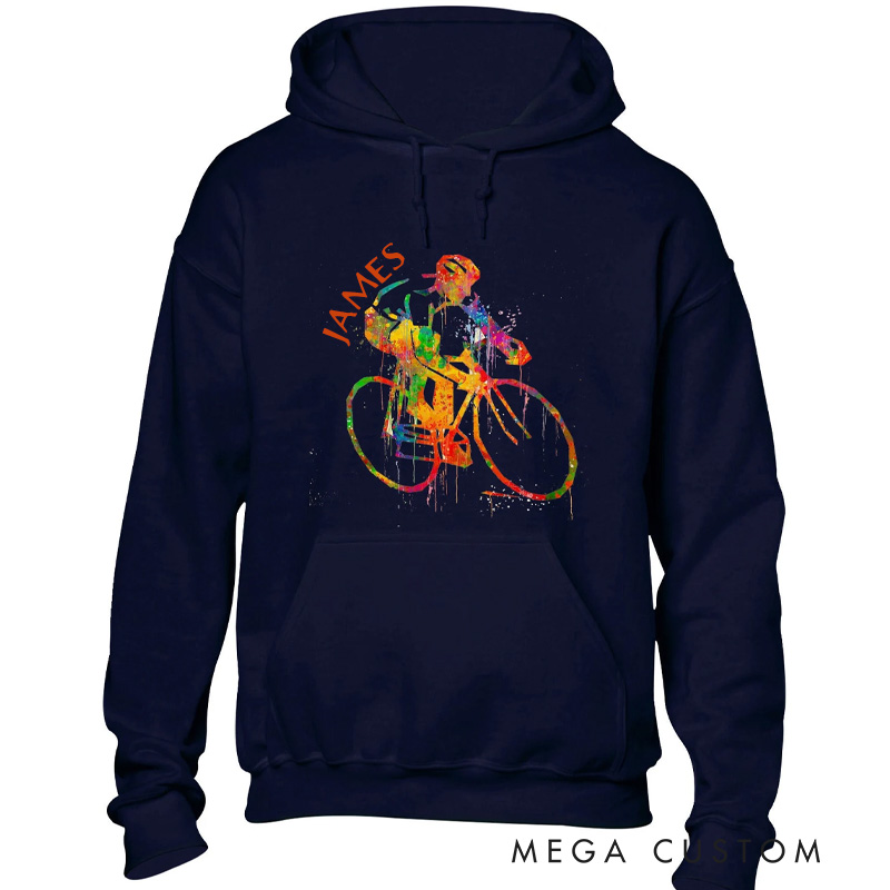 Personalized Watercolour Cycling Hoodie Unisex Novelty Cyclist Bike Bicycle Fashion Design Top
