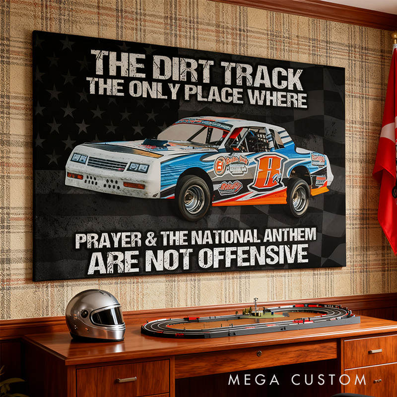 Personalized Dirt Track Racing Poster Custom Car Photo Wall Art Gift for Racers and Racing Lovers