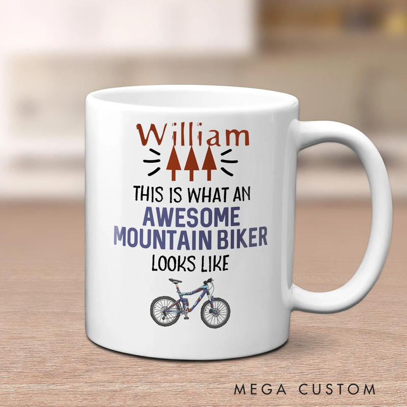 Personalized This Is What An Awesome Mountain Biker Looks Like Mug Cycling Gift