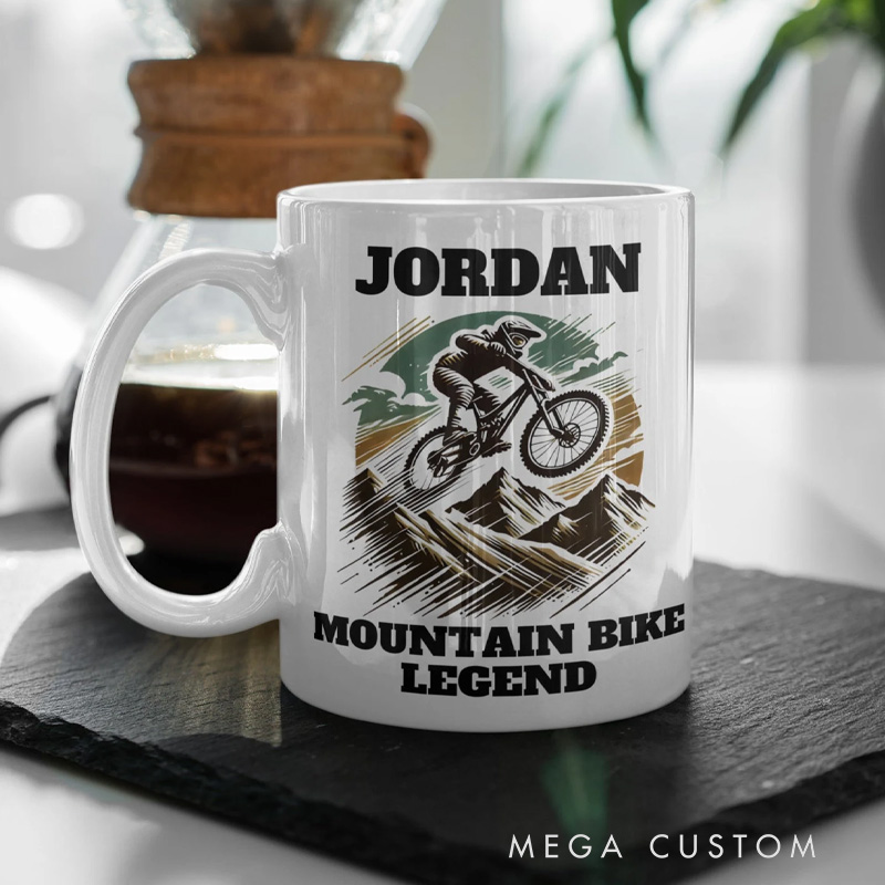 Personalized Mountain Bike Legend Mug Custom Gift for Cycling Enthusiasts Mountain Bike Mug