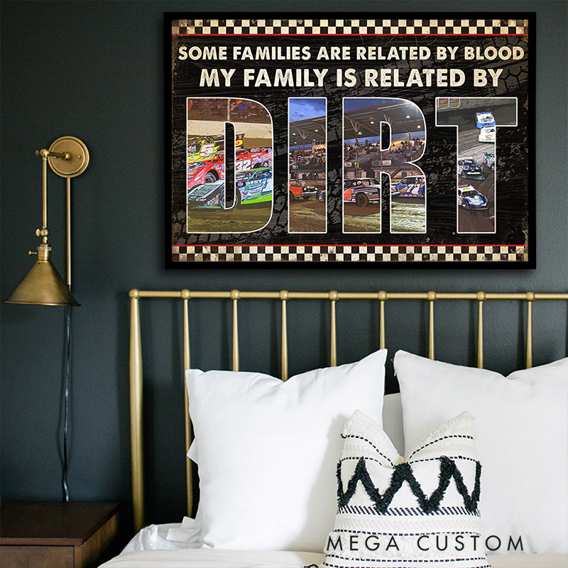 Personalized Dirt Track Racing Family Poster Custom Racing Photos and Text Wall Art Gift for Racers and Racing Lovers